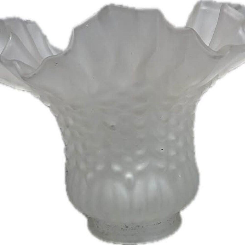 Vintage Frosted Glass Ruffled Lamp Shade - Replacement - Ceiling Light - Sconce